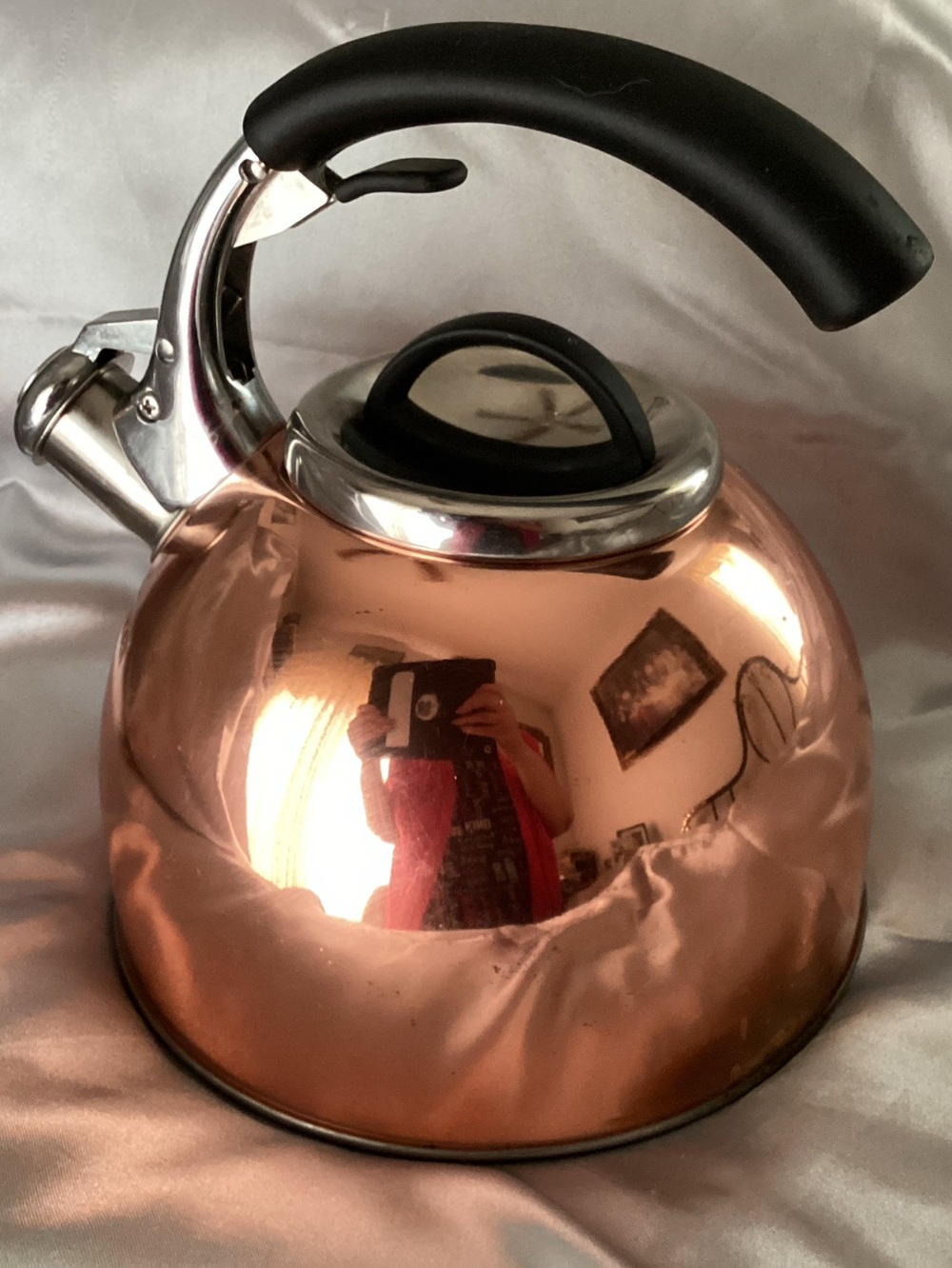 Palm Restaurant Copper Finish Whistling Tea Kettle